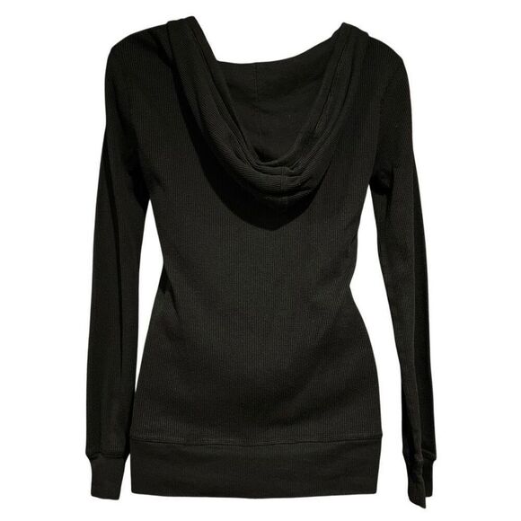 SO Black Long Sleeve Waffle-Knit Thermal Hoodie Girl’s Large - Picture 2 of 4